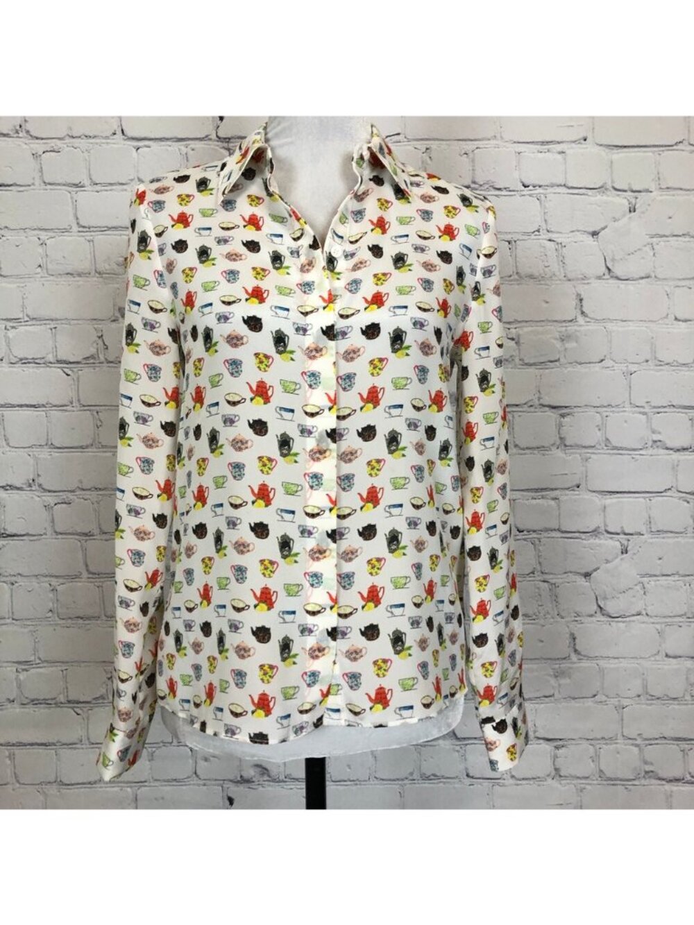 Alice + Olivia 100% Silk Willa Tea Party Blouse Size XS